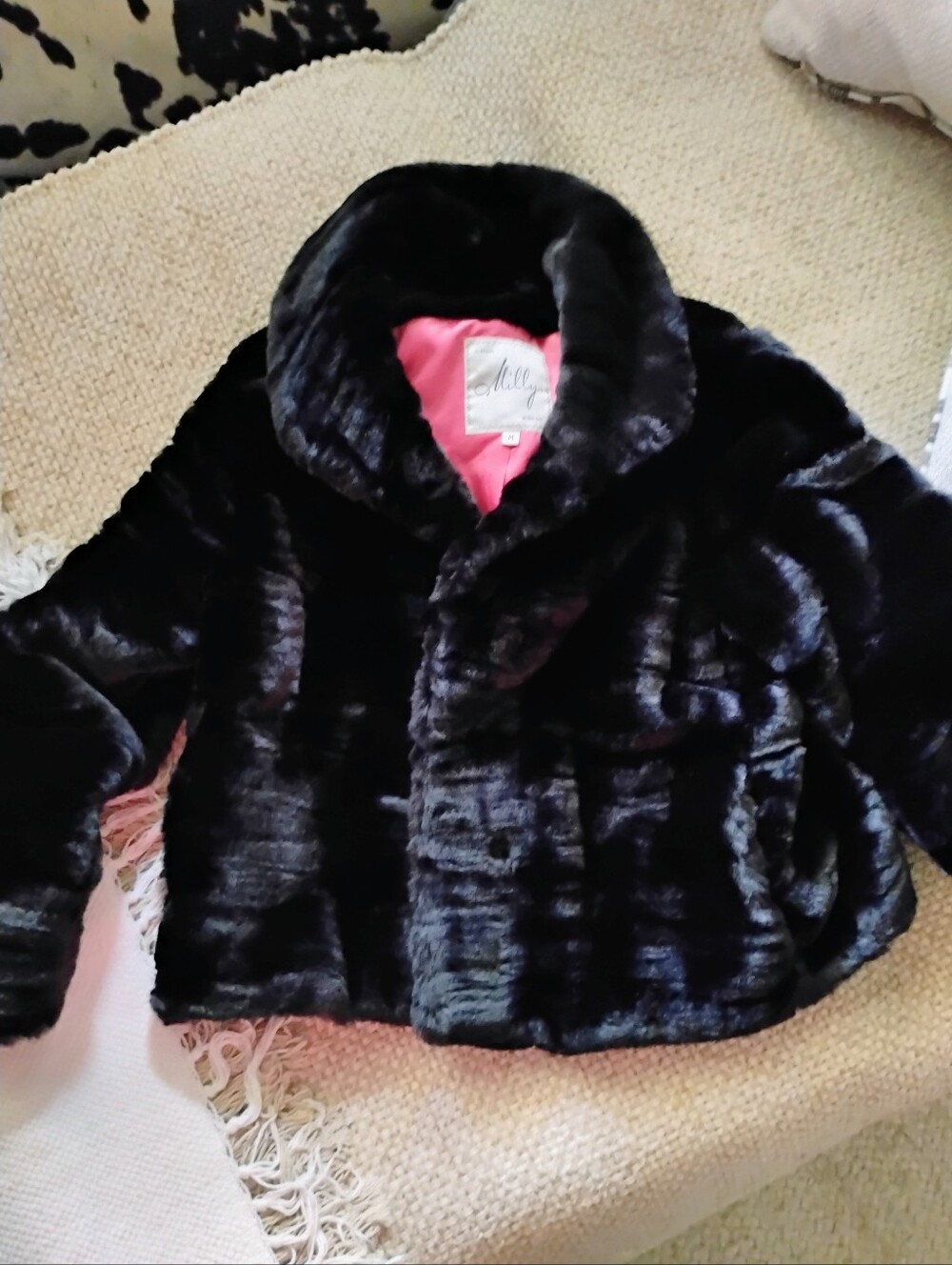Milly Black Faux-Fur Jacket